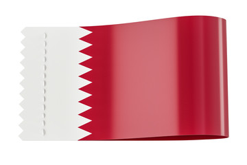 Clothing tag, label with flag of Qatar. 3D rendering