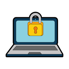 laptop computer with padlock
