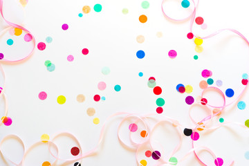 Colorful party confetti with copy space