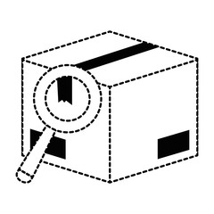 box carton packing with magnifying glass
