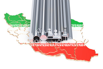 Production and trade of metal products in Iran, concept. 3D rendering