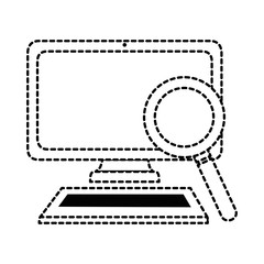 computer desktop with magnifying glass