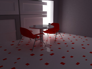 modern chair in the room, 3d