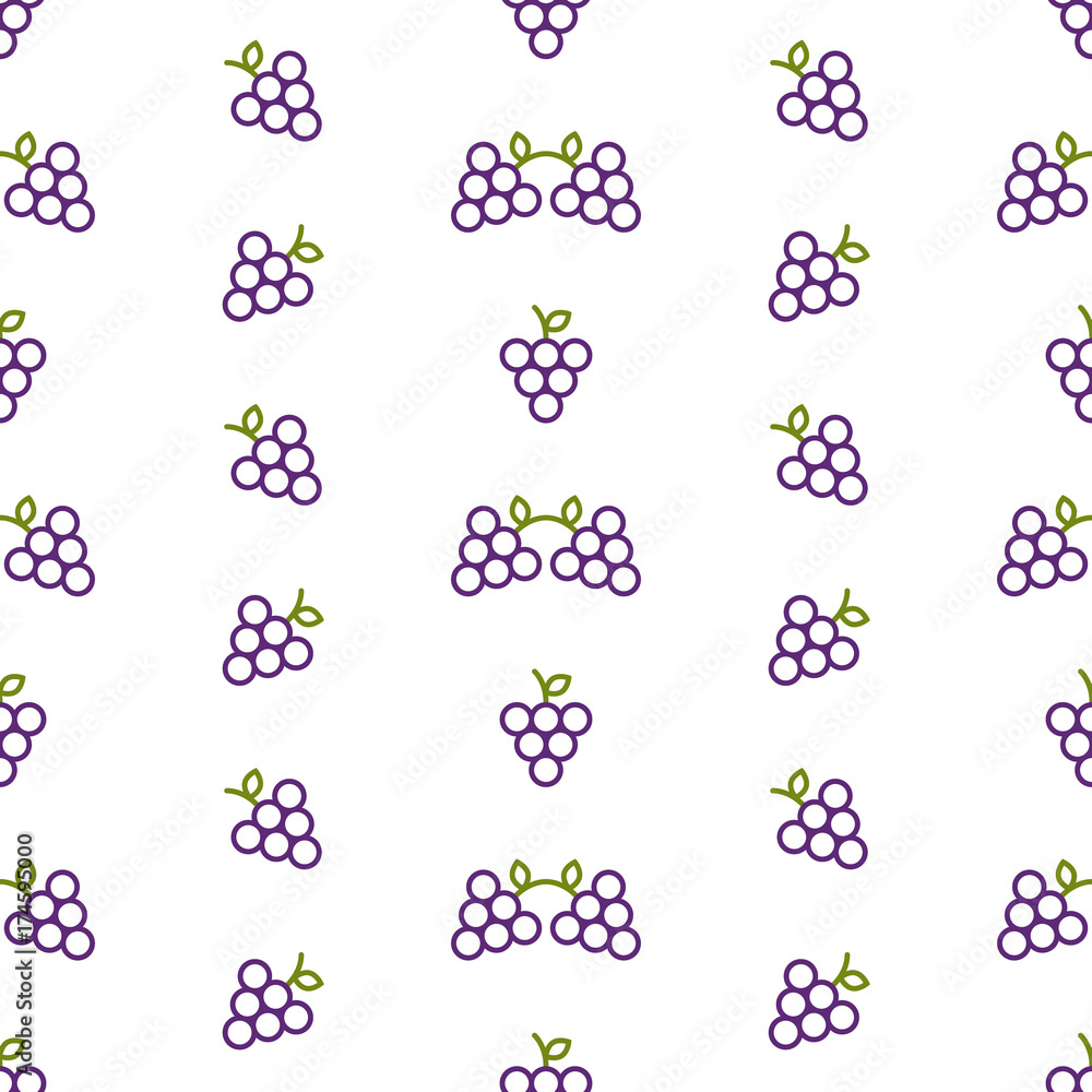 Poster seamless pattern of grape illustrations isolated on white background.