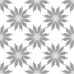 Fototapeta na wymiar Gray floral seamless pattern on white background