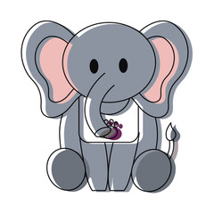 cute elephant icon over white background colorful design vector illustration