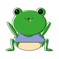 cute frog icon over white background colorful design vector illustration