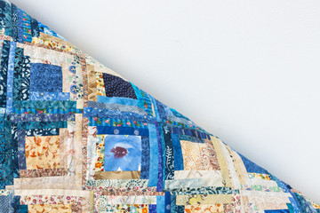 interior, decoration, handmade, design, sewing concept - there is one corner of multicolored...