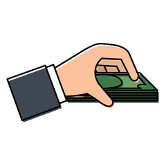 hand human with bill money isolated icon