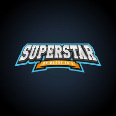 Superstar power full typography, t-shirt graphics, vectors. Awesome sport retro text emblem
