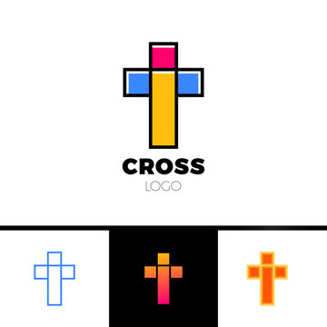 Christian cross logo in simple and clean style. Church logo