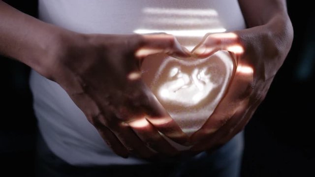  Growing foetus in the womb of expectant mother