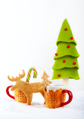 Christmas gingerbread cookies in the shape of fir tree