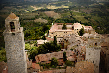 Fototapeta na wymiar View from tallest tower in San Gimignano