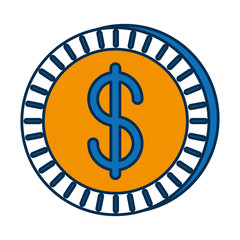 money coin icon over white background vector illustration