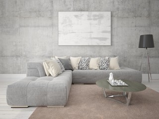 Mock up an exclusive living room with a stylish corner sofa.