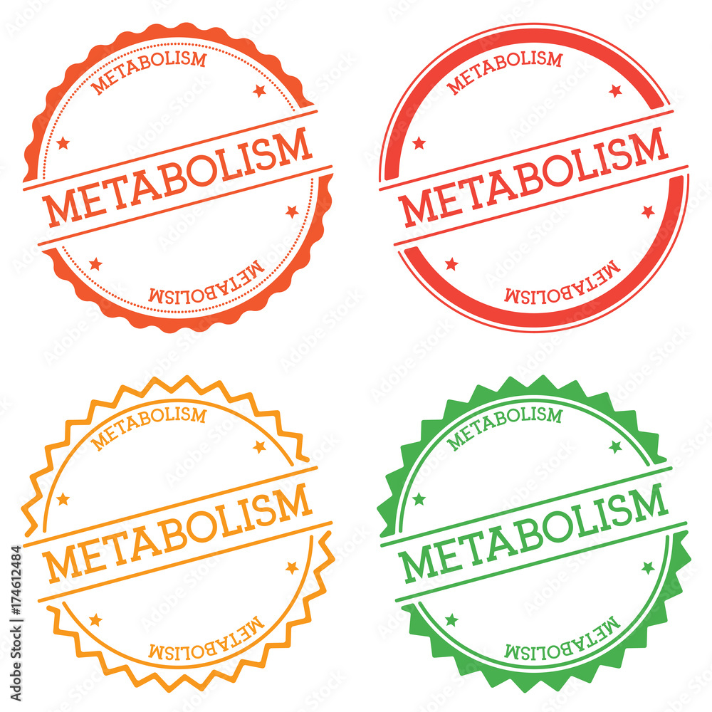 Poster metabolism badge isolated on white background. flat style round label with text. circular emblem vec