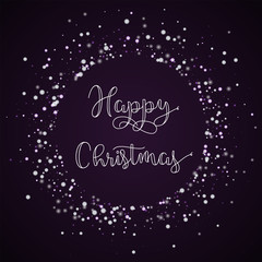 Happy Christmas greeting card. Amazing falling snow background. Amazing falling snow on deep purple background.great vector illustration.