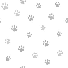 Naklejka na ściany i meble Dog paw track. Seamless animal pattern of paw footprint. Vector