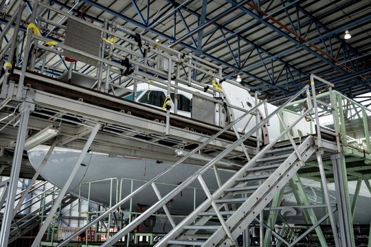 Aircraft at airlines maintenance facility