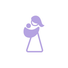 Vector logo mother with her baby in sling. Sling logotype