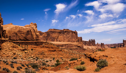 Fototapeta na wymiar Clouds Over the Formations of Arches National Park