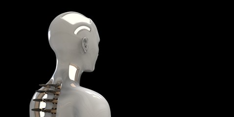 Extremely detailed and realistic high resolution 3d illustration of a humanoid android