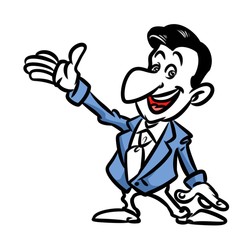 Man joy greetings cartoon illustration isolated image
