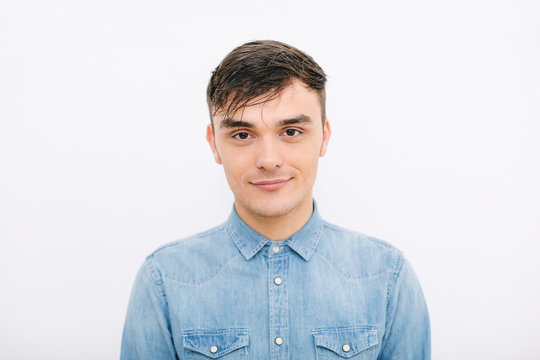 Young Caucasian Man Portrait Over White Background.