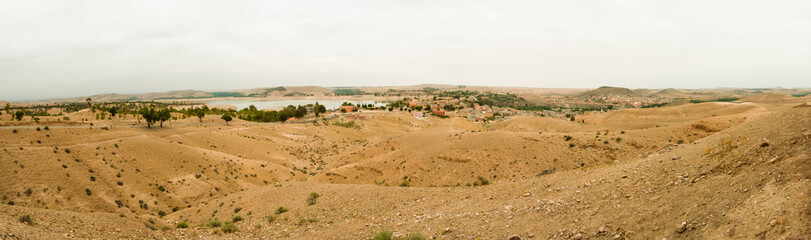 The village of Aguegour, with its dam, Al Haouz, Marrakech, Morocco