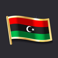 flag of  Libya in the form of badge, flat image
