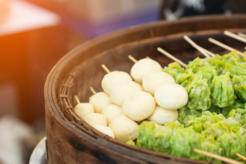 Thai street food with kind of Chinese snacks