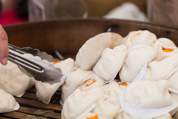 Thai street food with kind of steamed stuff bun