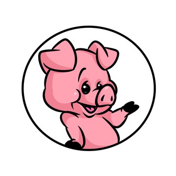 Pig joy emblem cartoon illustration 
