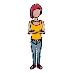 Young woman cartoon icon vector illustration graphic design