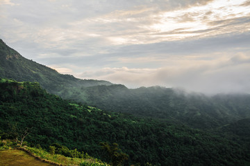 Fototapeta na wymiar Landscape image view of fog and Mountain ,Thailand