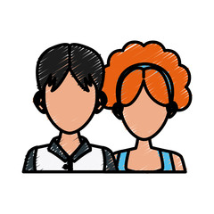 Young couple cartoon icon vector illustration graphic design