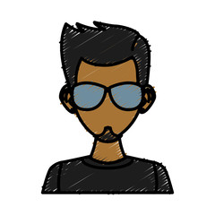 Young man with sunglasses cartoon icon vector illustration graphic design