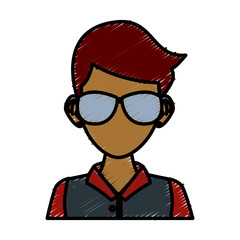 Young man with sunglasses cartoon icon vector illustration graphic design