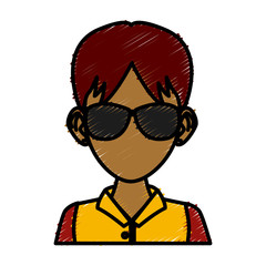 Young man with sunglasses cartoon icon vector illustration graphic design
