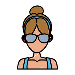 Young woman with sunglasses cartoon icon vector illustration graphic design