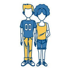 Young couple cartoon icon vector illustration graphic design