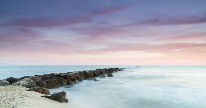 Idyllic beach at sunset