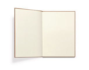 Open notebook isolated on white background.