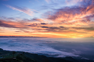 Morning Mist with Mountain ,Sunrise and sea of mis