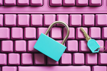 Lock and key on keyboard