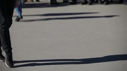 Celebration of irish St. Patrick's Day in Moscow, Russia. People dancing irish dances