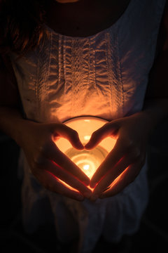 candle with love heart silhouette