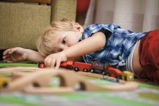 Baby boy playing indoors