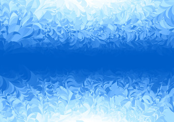 Winter blue frost pattern on white background